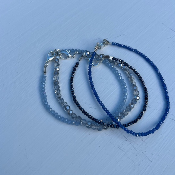 blue and silver bangle bracelet stackable set of 4 - Picture 3 of 5